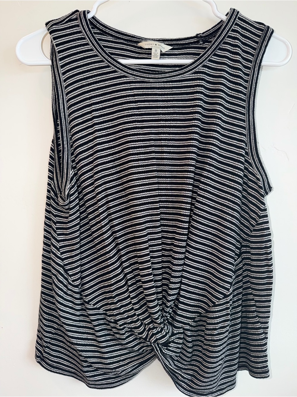 Lucky Brand Size Medium Black And White Striped Top